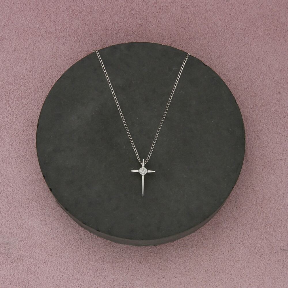 sterling silver vintage spinel cross necklace size 16in